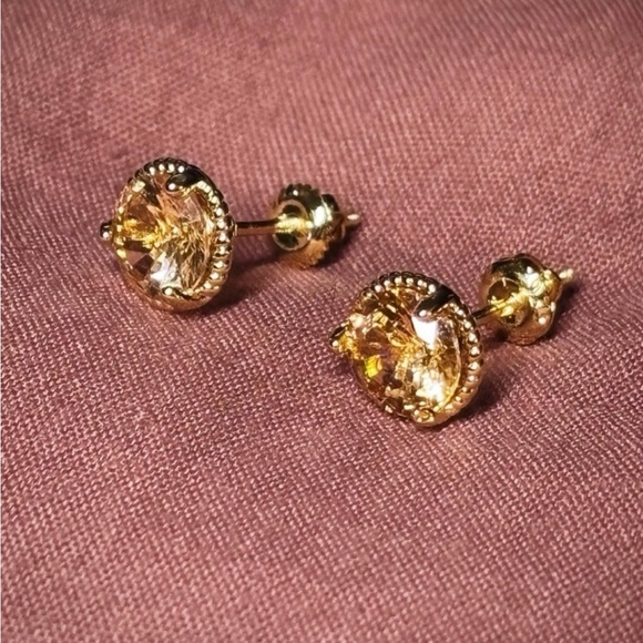 Jewelry - 18k Yellow Gold Plated Sterling Silver Screw-Back 1.28ct Each Morganite Studs